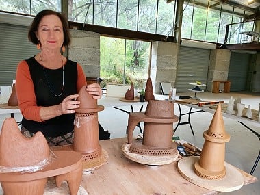 Julie Bartholomew at the BigCi Residency, Bilpin, NSW, 2020; photo: Rae Bolotin
